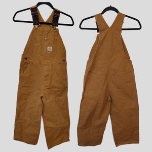 Carhartt Brown Double Knee Overalls. Size Kids 8
